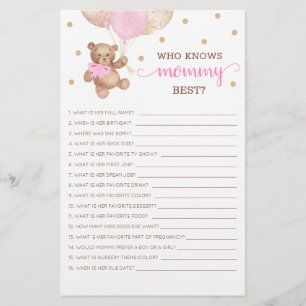 Wie kent mama Best Game Baby shower Teddy Bear