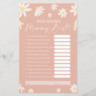 Wie kent mama beste spel, Baby shower Kaart
