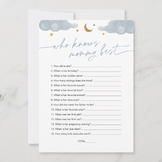 Wie kent mama beste Twinkle Star-Baby shower Kaart (Voorkant)