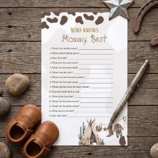 Wie kent mama het best Cowboy rustieke baby shower