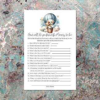 Wie kent mama het beste Baby Shower Spelkaart Briefpapier