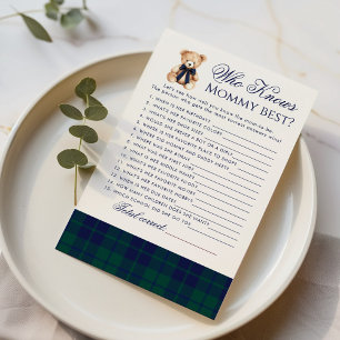 Wie kent mama het beste Teddy Bear Navy Plaid spel
