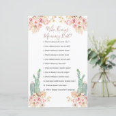 Wie kent mammie Best Game Boho Cactus Paper Sheet (Staand voorkant)