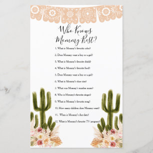 Wie kent mammie Best Game Boho Cactus Paper Sheet