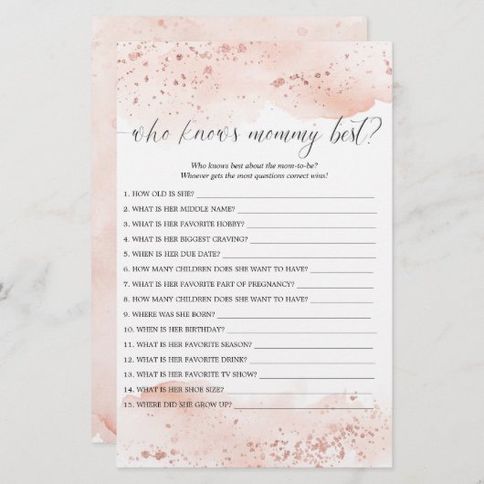 Wie kent mammie beste game waterverf roos goud (Voorkant / Achterkant)