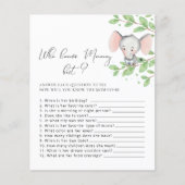 Wie kent mammie beste olifant Baby shower Game (Voorkant)