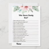 Wie kent papa beste roze Baby shower spel Kaart (Voorkant)