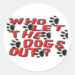 Wie laat de honden uit (schilderafdrukken) ronde sticker