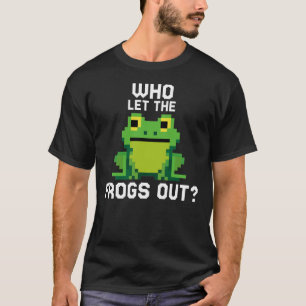 Wie liet de kikkers uit grappige kikker pixel game t-shirt