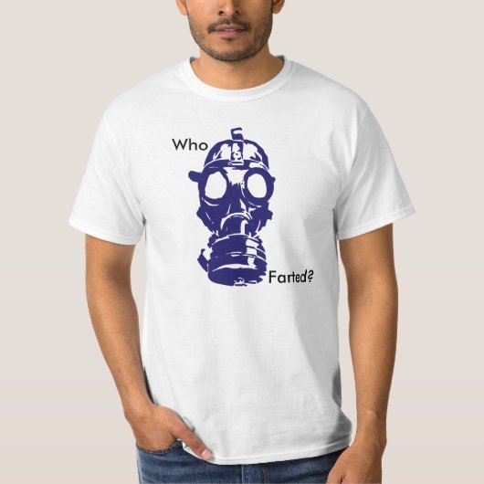 Wie schopte gasmasker t-shirt (Voorkant)