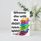 Wie sterft met de meeste stof wint! briefkaart (Staand voorkant)