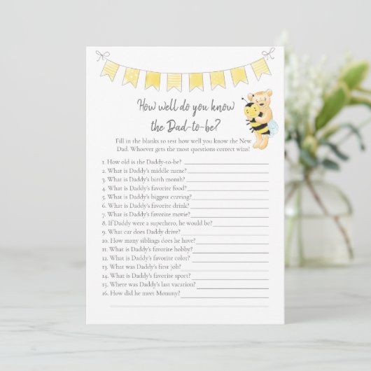 Wie weet daddy-to-be spel Teddy Bear Kaart (Staand voorkant)