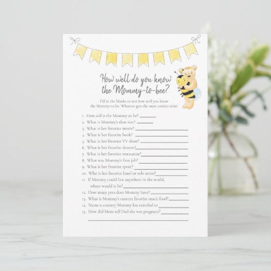 Wie weet mammie-to-be spel Teddy Bear Kaart (Staand voorkant)