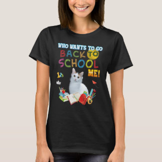 Wie wil er terug naar school Ik Japanse Bobtail CA T-shirt