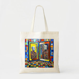 Wie zie je in de spiegel tote bag