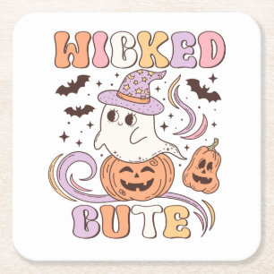 Wied Cute Halloween Vierkante Kartonnen Onderzetter