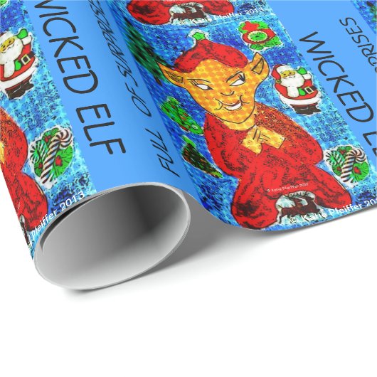 Wied Evil Elf Santa Xmas Wrapping Paper Cadeaupapier (Rol Hoek)