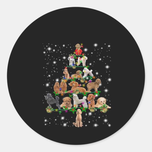 Wieg kerstboom met vlieglicht ronde sticker (Voorkant)