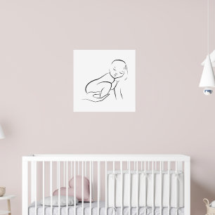 Wiegen Onschuld – Minimalistische babylijn Kunst Poster