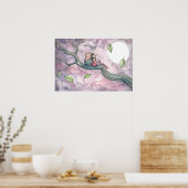 Wiegiedruk op de wind Faerie- en uilposter Poster (Keuken)
