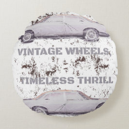 wiel, tijdloze sensatie – Retro Car & Motor Rond Kussen