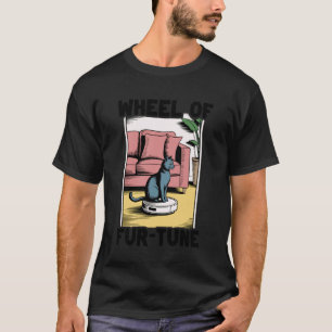 Wiel van Fur-Tune Robotstofzuiger Grappige Kat T-shirt