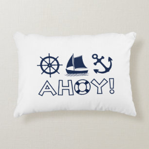 Wiel Zeilboot Anker Ahoy! Donker Blauw Accent Kussen