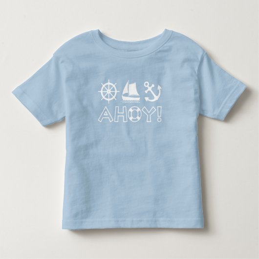 Wiel Zeilboot Anker Ahoy! Wit Kinder Shirts (Voorkant)