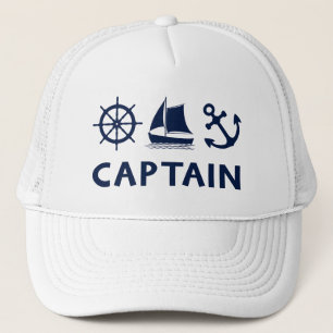 Wiel Zeilboot Anker Captain Dark Blue Trucker Pet