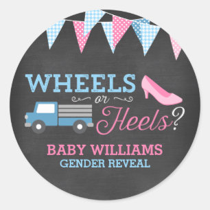 Wielen of Heels Geslacht onthullen Ronde Sticker