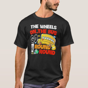 Wielen op de bus draaien en ronddraaien t-shirt