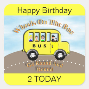 Wielen op de Bus Yellow Label Sticker Cake Topper