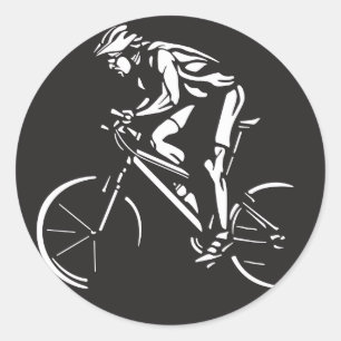 wielrenner invers silhouet ronde sticker
