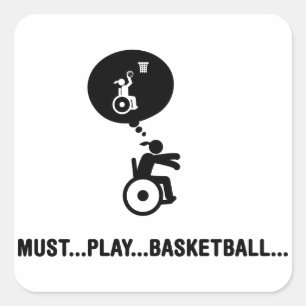 Wielstoel Basketball Vierkante Sticker