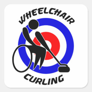 Wielstoel Curling Winter Sports Fans 2019 Vierkante Sticker