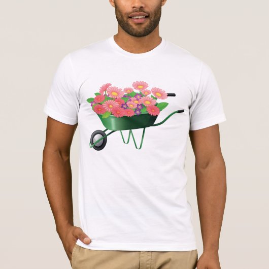 Wielwagen vol bloemen Mannen T-shirt (Voorkant)