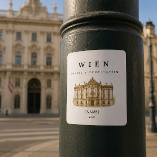 Wien Palais Liechtenstein | Name & Jahr Vierkante Sticker