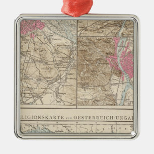 Wien, Prag, BudaPest Map Metalen Ornament