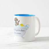 WIENER DOG BUBBLE BAD KOFFIE MOK (Voorkant rechts)