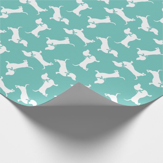 Wiener Dog Wrapping Paper Teckel Puppy Cadeaupapier (Hoek)