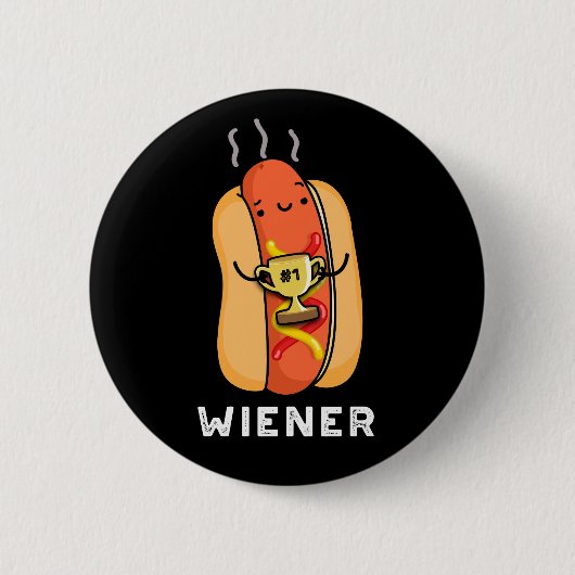 Wiener Funny Sause Pun Dark BG Ronde Button 5,7 Cm (Voorkant)