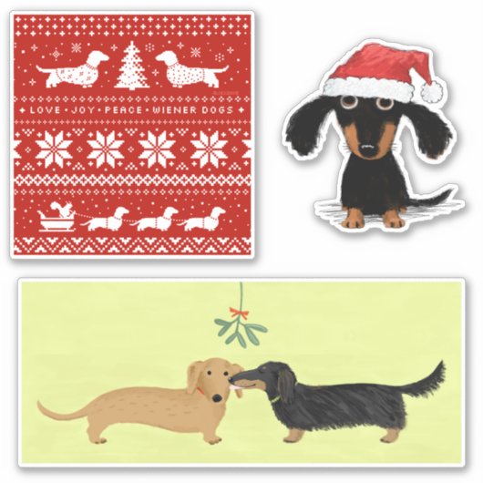 Wiener Honden Kerstmis | Stickers voor Dachshund H (Voorkant)