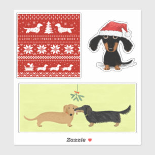 Wiener Honden Kerstmis   Stickers voor Dachshund H