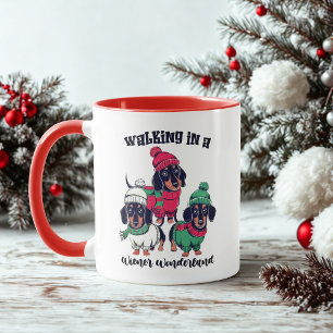 Wiener Wonderland Teckel Doxie Kerstkoffie Mok