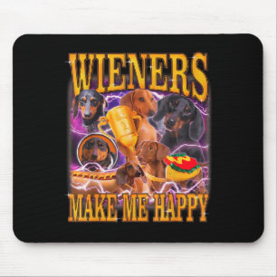 Wiener Worsten Maken Me Gelukkig Funny Dachshund H Muismat