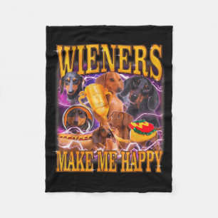 Wienerbroodjes maken me gelukkig Funny Dachshund H Fleece Deken