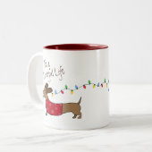 Wienerful Life Dachshund Kerst Mok (Voorkant links)