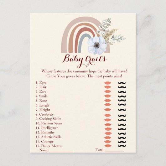 Wiens functies zijn mammie baby shower games briefkaart (Voorkant)