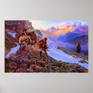 Wiens Man tegen Grizzly Charles Marion Russell Poster