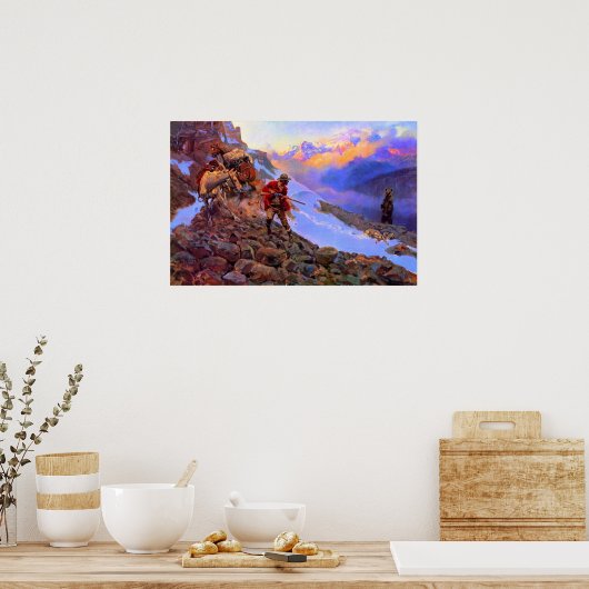 Wiens Man tegen Grizzly Charles Marion Russell Poster (Keuken)